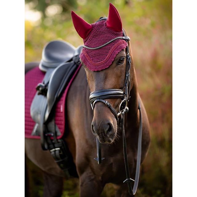 Bonnet anti-mouches Diamante Acoustic Soundless LeMieux Rouge foncé