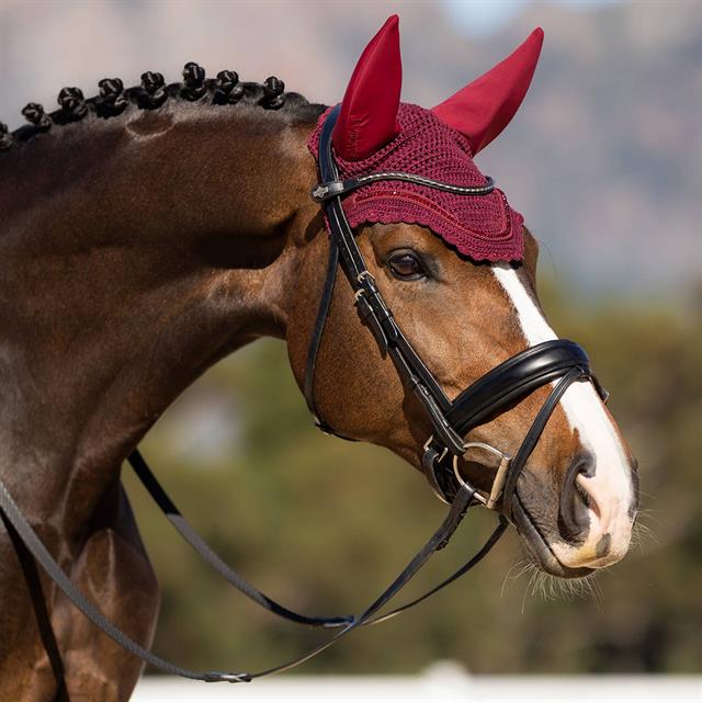 Bonnet anti-mouches Diamante Acoustic Soundless LeMieux Rouge foncé