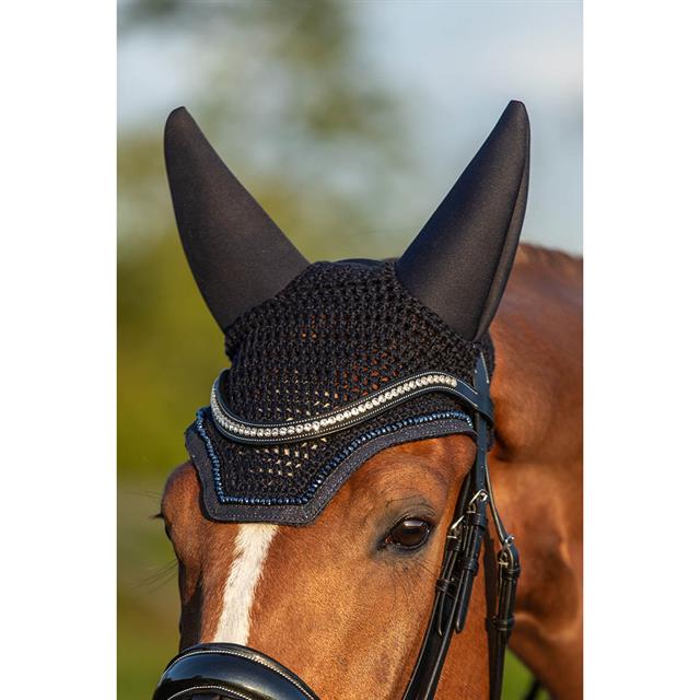 Bonnet anti-mouches HGGlittery Soundless HORSEGEAR Bleu foncé
