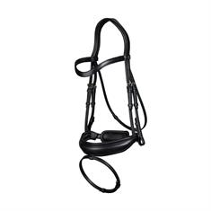 Bridon à muserolle combiné large Dressage Cuir Plat by Dy'on Noir