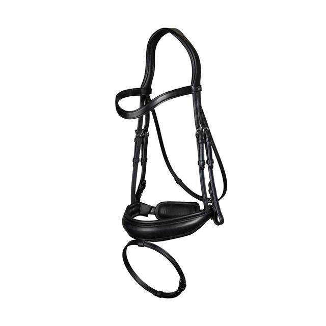 Bridon à muserolle combiné large Dressage Cuir Plat by Dy'on Noir
