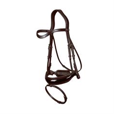 Bridon à muserolle combinée large vernie Dressage Cuir Plat by Dy'on Patent Marron