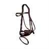 Bridon à muserolle combinée large vernie Dressage Cuir Plat by Dy'on Patent Marron