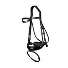 Bridon à muserolle combinée large vernie Dressage Cuir Plat by Dy'on Patent Noir