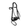 Bridon à muserolle combinée large vernie Dressage Cuir Plat by Dy'on Patent Noir