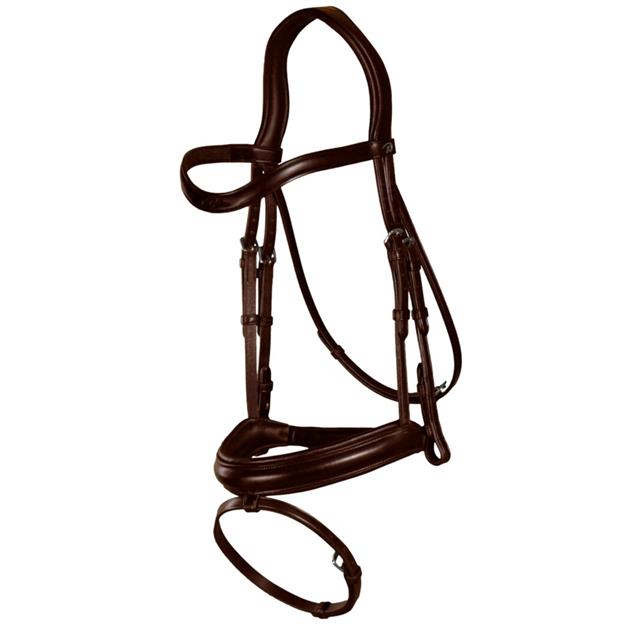 Bridon à muserolle combinée moyenne Dressage Cuir Plat by Dy'on Marron