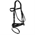 Bridon à muserolle combinée moyenne Dressage Cuir Plat by Dy'on Noir