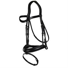 Bridon à muserolle combinée moyenne Dressage Cuir Plat by Dy'on Noir