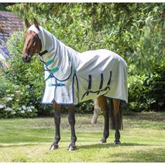 Chemise Anti-Eczéma Sweet Itch Full Neck Shires Blanc-bleu foncé