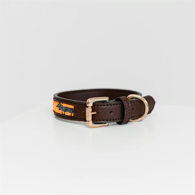 Collier pour chien en perles faites-main Kentucky Orange-noir