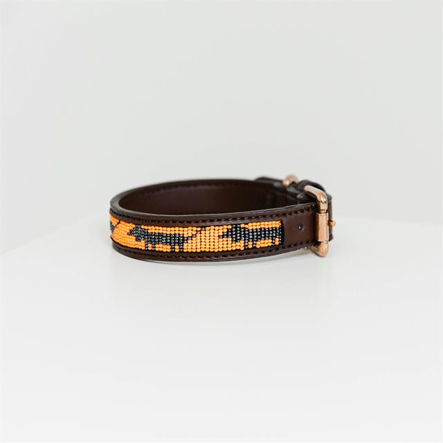 Collier pour chien en perles faites-main Kentucky Orange-noir
