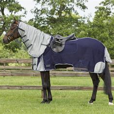 Couvre-reins anti-mouches avec couvre-cou QHP Met Hals Bleu foncé