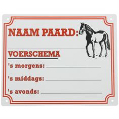 Enseigne Paard/Voerschema Epplejeck