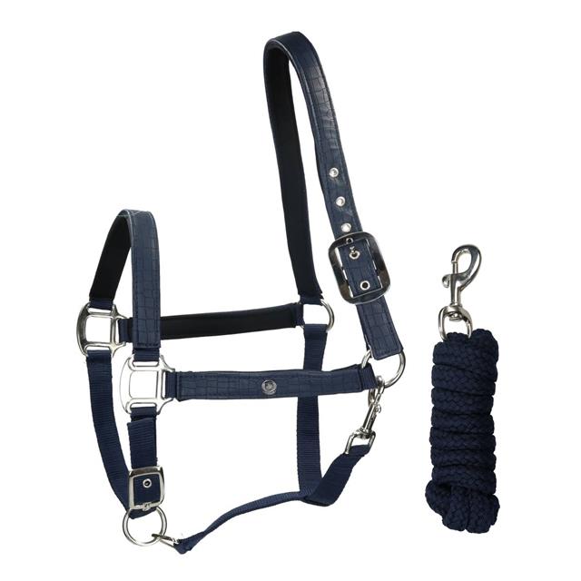 Ensemble Licol et Longe Hgcroco HORSEGEAR Bleu foncé