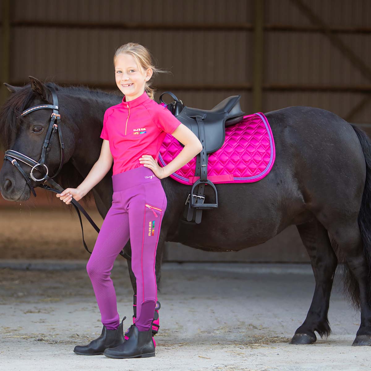 Legging d'équitation Diva Fuchsia Enfants Harry's Horse Rose foncé -  Epplejeck