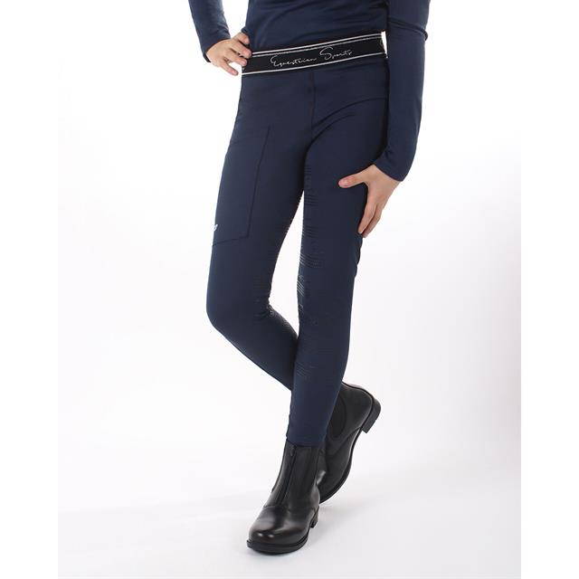 Legging d'équitation Eden fond silicone Enfants QHP Bleu foncé