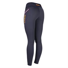 Legging d'équitation pour enfant à fond grip KNHS Bleu foncé-orange