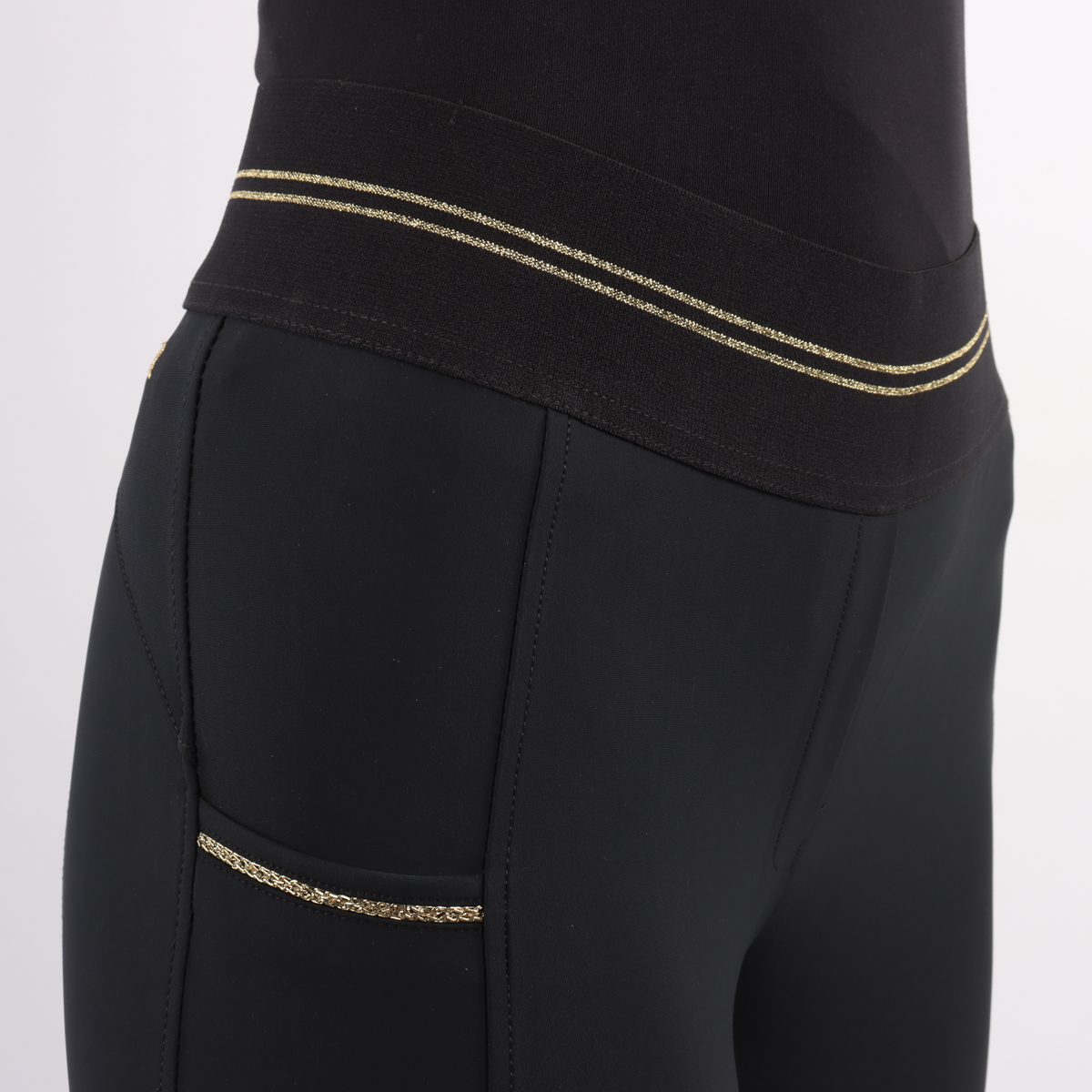 Legging d equitation a fond full grip QNila QUUR Noir dore Epplejeck