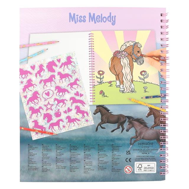 Livre de coloriage avec paillettes Miss Melody Multicolor