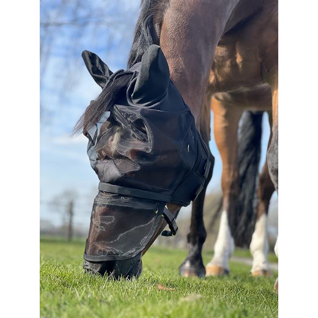 Masque anti-mouches avec nez amovible HORSEGEAR Noir