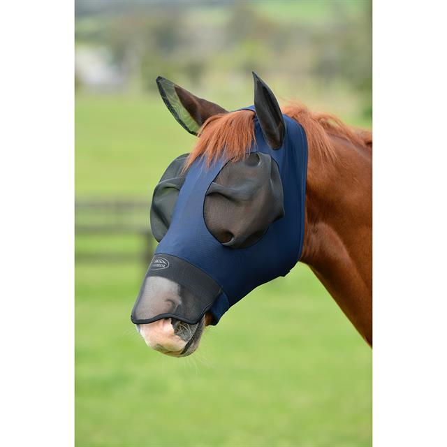 Masque anti-mouches ComFiTec Luxe Bug Eye avec oreilles et nez WeatherBeeta Bleu foncé-noir