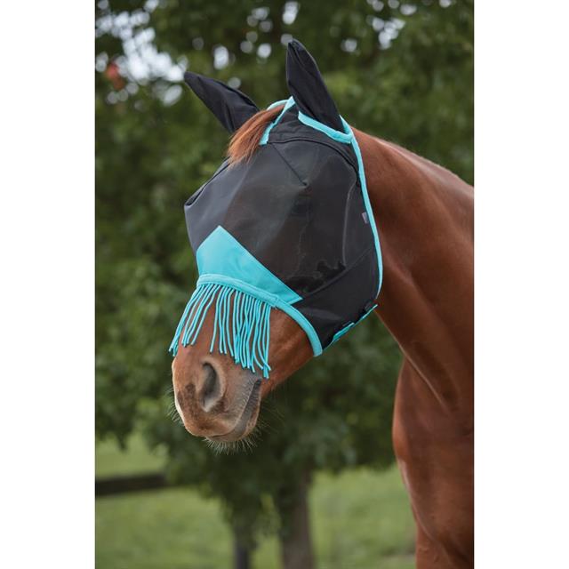 Masque anti-mouches Deluxe Fine Ears&Fringe Tassels WeatherBeeta Noir-turquoise