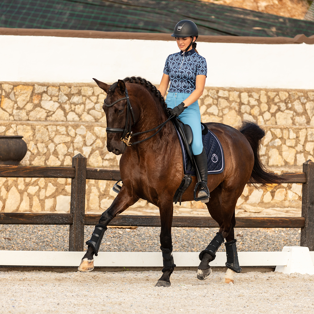 Pantalon d'équitation Megan Yati Full Grip Montar Bleu - Epplejeck
