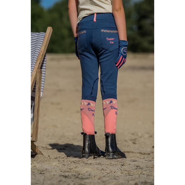 Pantalon d'équitation Jolly Presto Enfantss Full Grip Horka Bleu foncé