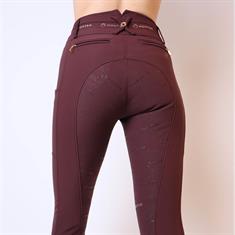 Pantalon d'équitation Luna Yati Full Grip Montar Rouge foncé