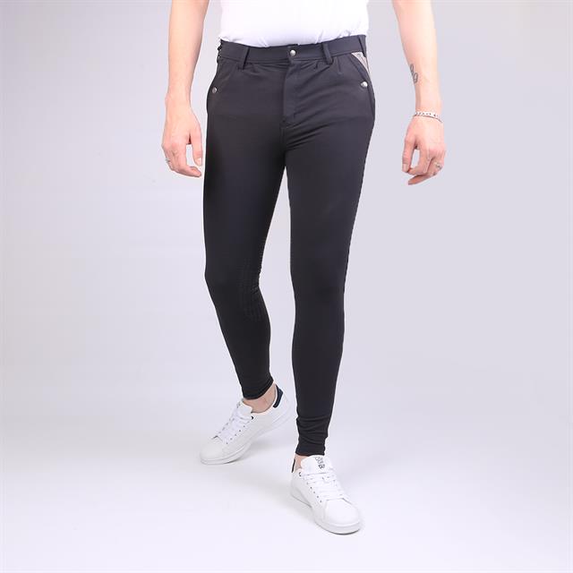 Pantalon d'équitation à fond basanes grip Gary Hommes Montar Bleu foncé