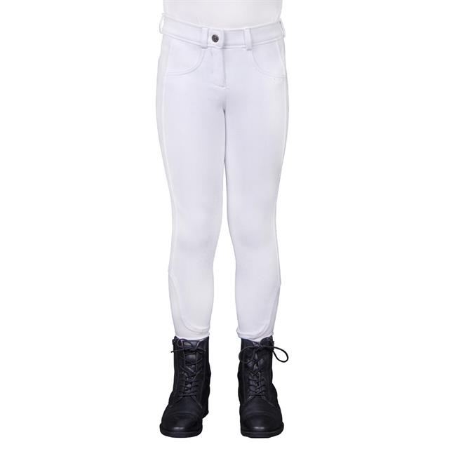 Pantalon d'équitation à fond basanes grip Kae Enfantss QHP Blanc