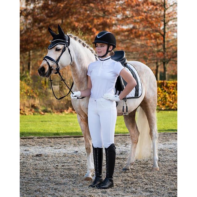 Pantalon d'équitation à fond basanes grip Kae Enfantss QHP Blanc