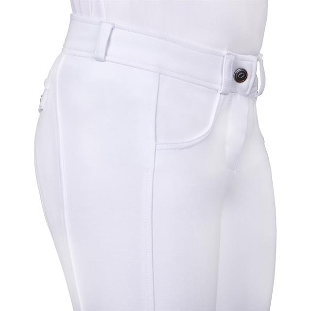 Pantalon d'équitation à fond basanes grip Kae Enfantss QHP Blanc