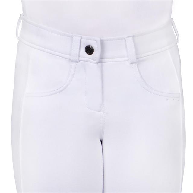 Pantalon d'équitation à fond basanes grip Kae Enfantss QHP Blanc