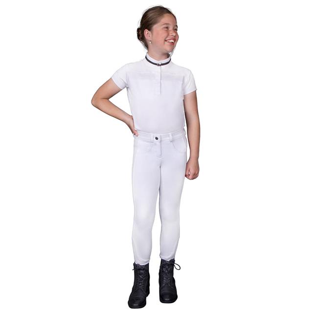 Pantalon d'équitation à fond basanes grip Kae Enfantss QHP Blanc