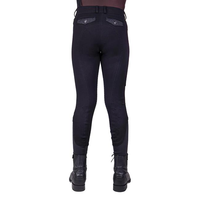 Pantalon d'équitation à fond basanes grip Kae Enfantss QHP Noir