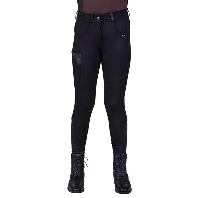 Pantalon d'équitation à fond basanes grip Kae Enfantss QHP Noir