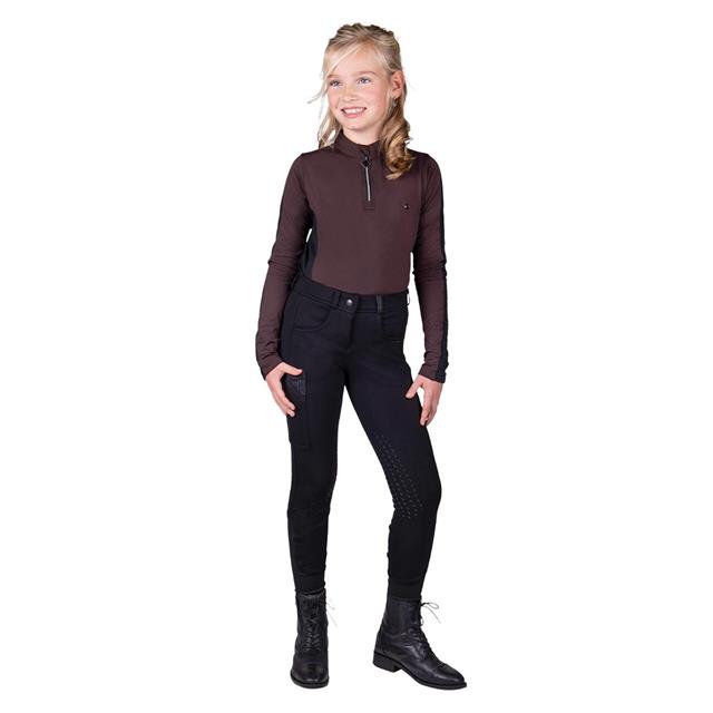 Pantalon d'équitation à fond basanes grip Kae Enfantss QHP Noir