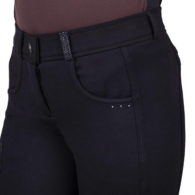 Pantalon d'équitation à fond basanes grip Kae Enfantss QHP Noir