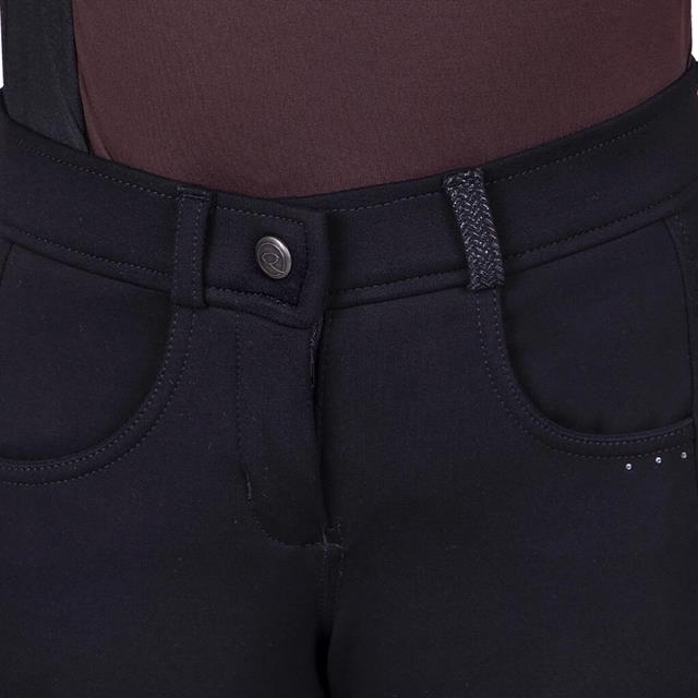Pantalon d'équitation à fond basanes grip Kae Enfantss QHP Noir