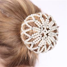 Résille pour cheveux Perles & Strass Blanc