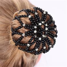 Résille pour cheveux Perles & Strass Noir