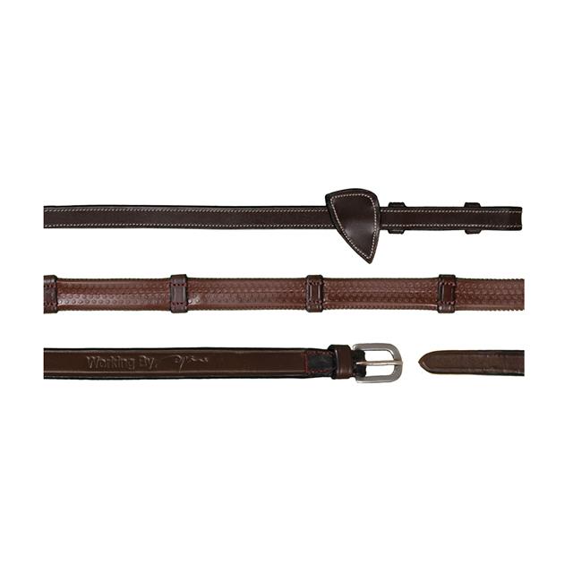Rênes Caoutchouc 1/2 avec Arretoirs Working By Dyon Marron