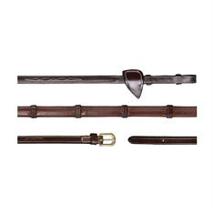 Rênes en caoutchouc avec arrêtoirs 1/2 D Collection by Dy'on Marron