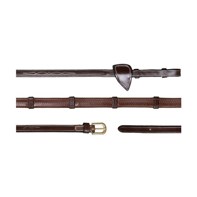 Rênes en caoutchouc avec arrêtoirs 1/2 D Collection by Dy'on Marron