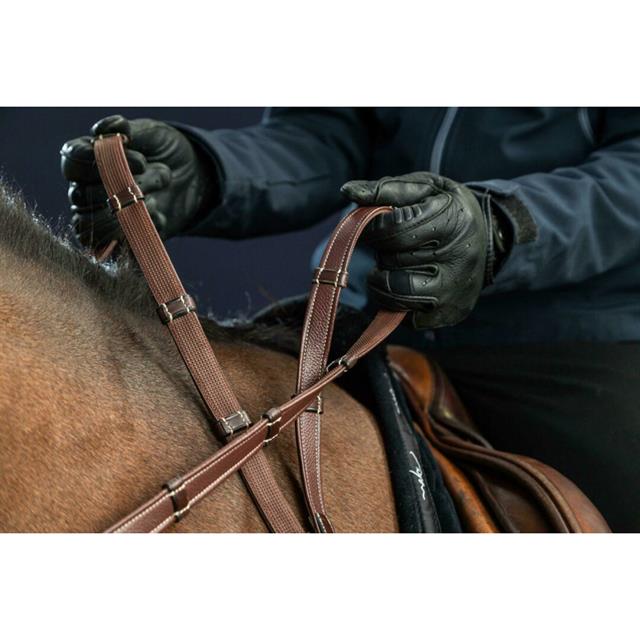 Rênes Hunter Grip avec arrêtoirs 5/8 D Collection by Dy'on Marron