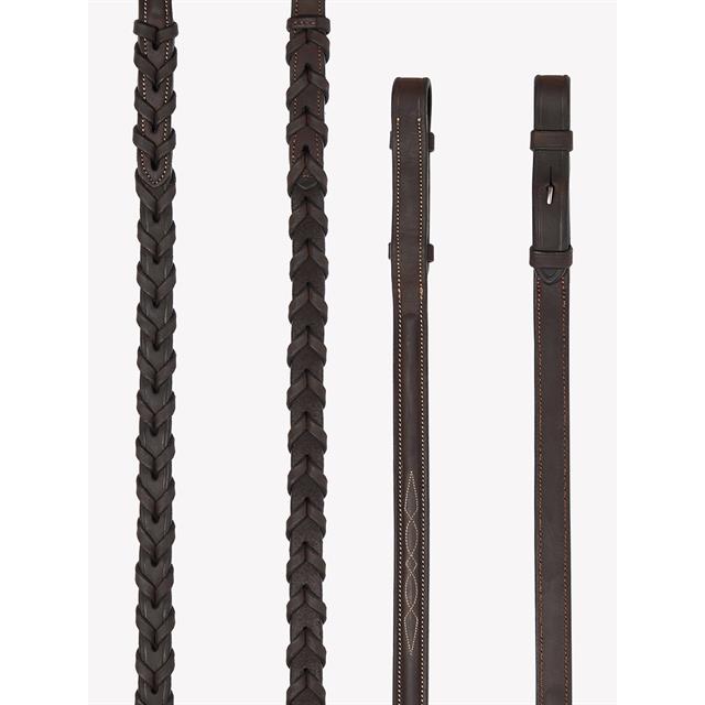 Rênes Hunter Leather Laced LeMieux Marron-argenté