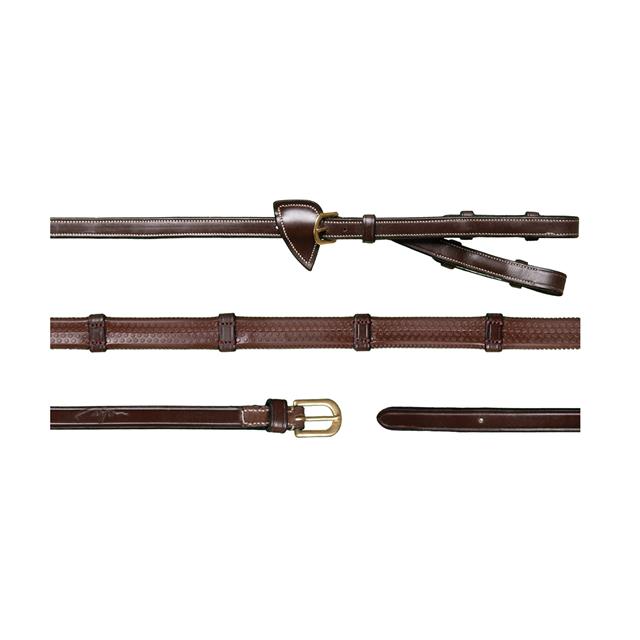 Rênes à alliance avec arrêtoirs 1/2 D Collection by Dy'on Marron
