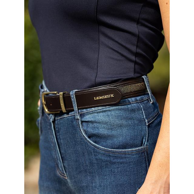 Sangle en cuir Crystal Insert LeMieux Marron