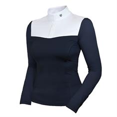 SHOWSHIRT EQUESTRIAN STOCKHOLM REFINED LONGSLEEVE Bleu foncé-blanc